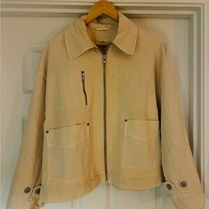 Free People Ivory Sally Cotton Canvas Jacket